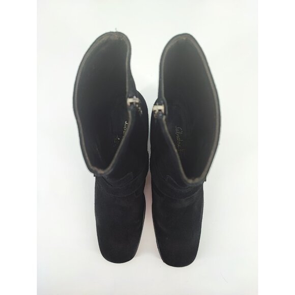 Salvatore Ferragamo Women’s Black Suede Leather Ankle Boots Size 8.5B US - Picture 4 of 8
